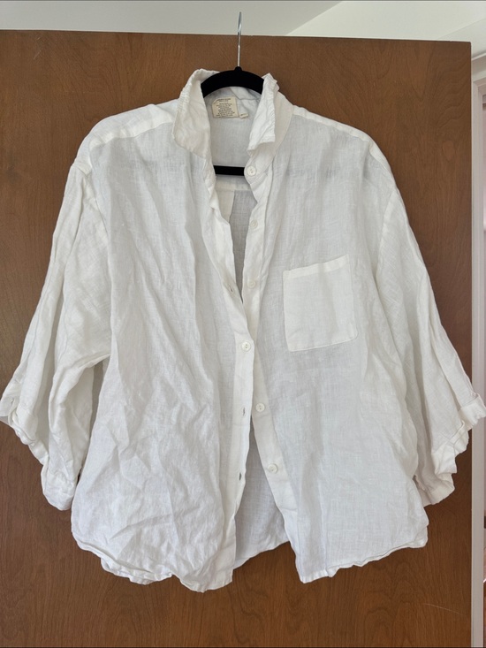 Tops - DEIJI STUDIO Relaxed White Linen Button-Up Shirt